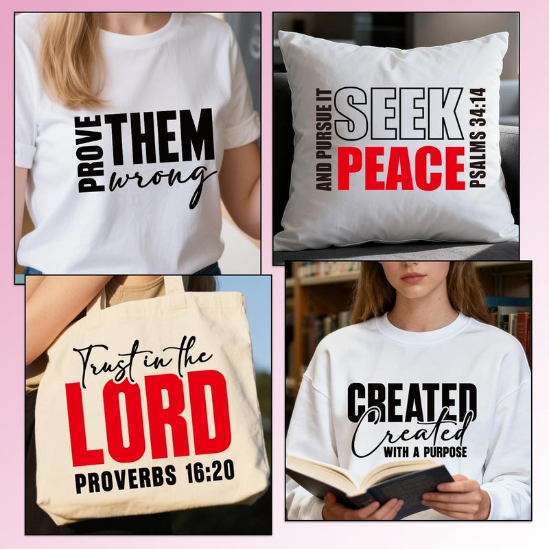 Shejdgart Dtf Transfers Ready to Press - 30 Pcs Christian Bible Verse Inspirational Iron on Patches for T-Shirts, Religious Iron on Stickers Heat Transfer Vinyl Decals for DIY Fabric Clothes Decor - Image 5